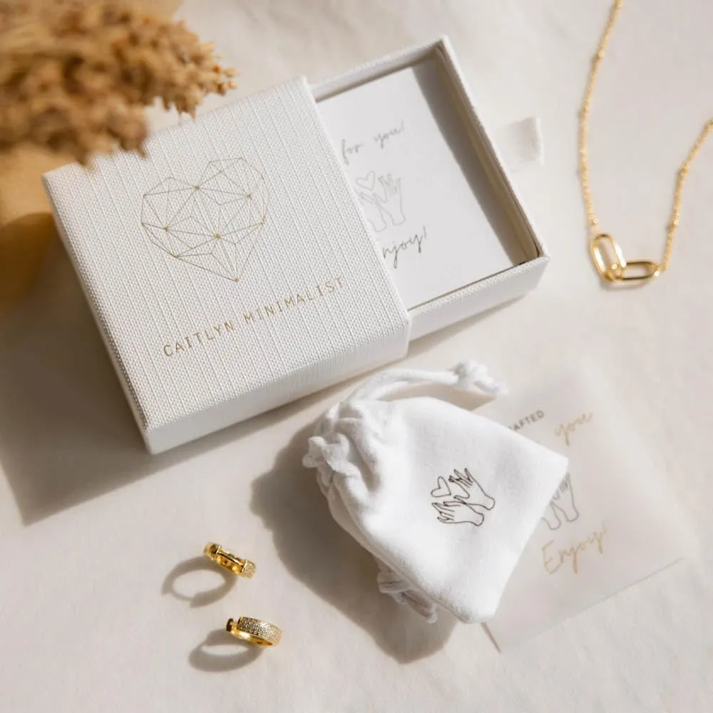 CAITLYNMINIMALIST 18K Gold Plated Sterling Silver Dainty Huggie Hoop Heart Dangle Charm Earrings for Women