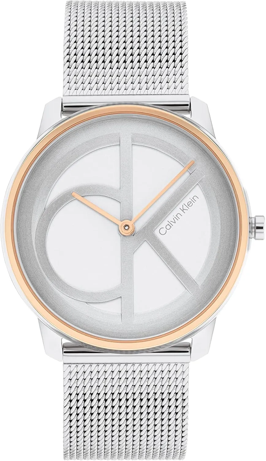 Calvin Klein Women's CK Iconic - 35mm 2H Quartz Watch - Stainless Steel Mesh Bracelet - Water Resistance 30 Meters  Premium Fashion Timepiece for Everyday Style - Gift for Her