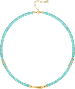 CANEVINKA Bohemian Beaded Choker Necklace 18K Gold Plated Bead Pendant Necklace Vintage Handmade Jewelry for Women