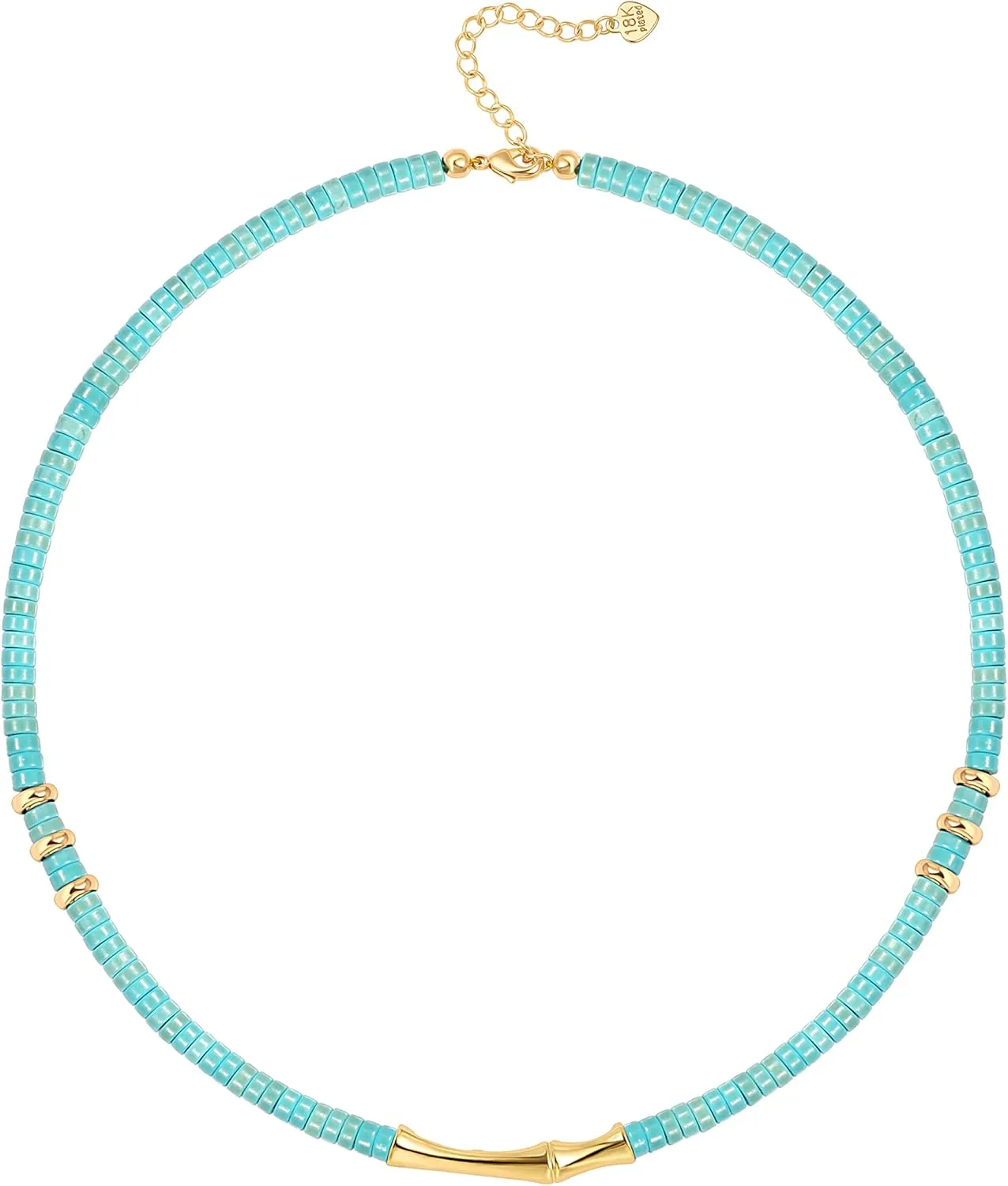 CANEVINKA Bohemian Beaded Choker Necklace 18K Gold Plated Bead Pendant Necklace Vintage Handmade Jewelry for Women