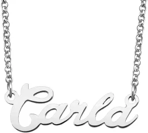 Carla Name Necklace Custom Personalized in Silver Plate Gift for Women Couple