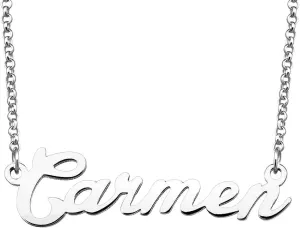 Carmen Name Necklace Custom Personalized in Silver Plate Gift for Women Couple
