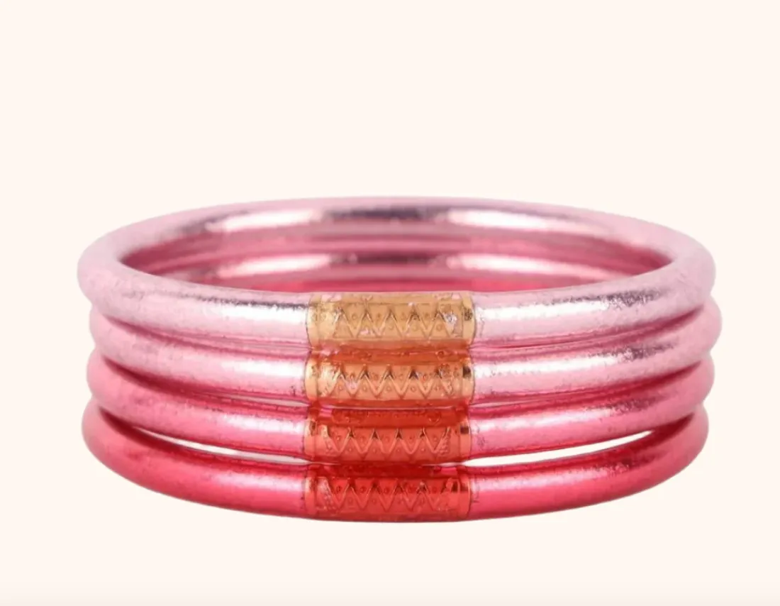 Carousel Pink All Weather Bangles (Set of 4) - Serenity Prayer