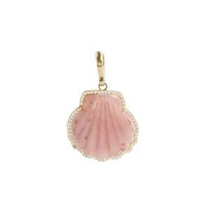 Carved Shell Charm - Rhodochrosite