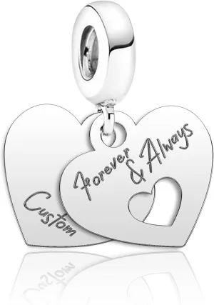 CharmSStory Personalized Customized Name Forever &Always Mom Daughter Grandma Sister Charm for Women Girls Family Charms Compatible with Pandora Charms Bracelets