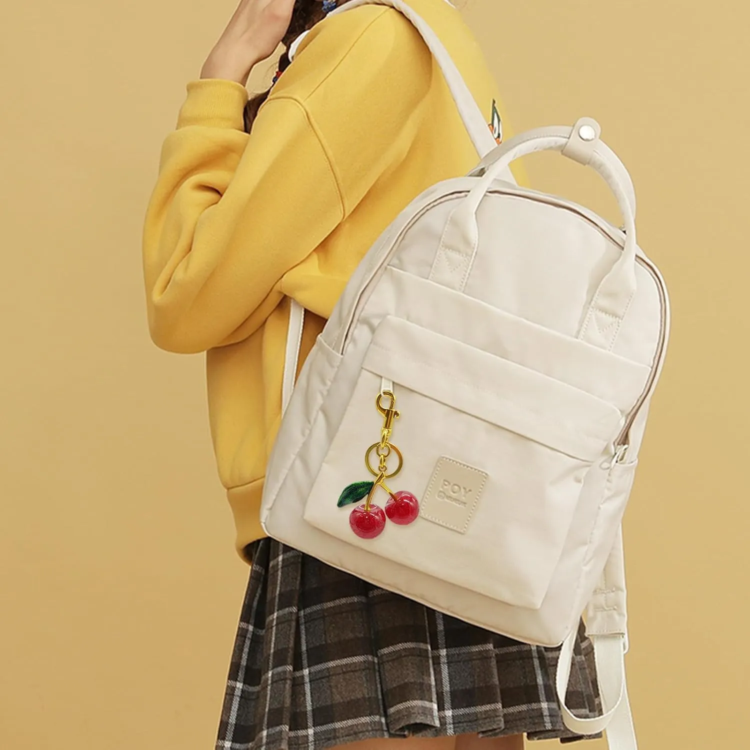 Cherry Car Keychain for Women, Cute Keychain Comes with Shiny Resin Metal Keychain Accessories for Backpacks,Wallets