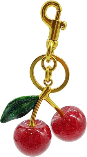 Cherry Car Keychain for Women, Cute Keychain Comes with Shiny Resin Metal Keychain Accessories for Backpacks,Wallets