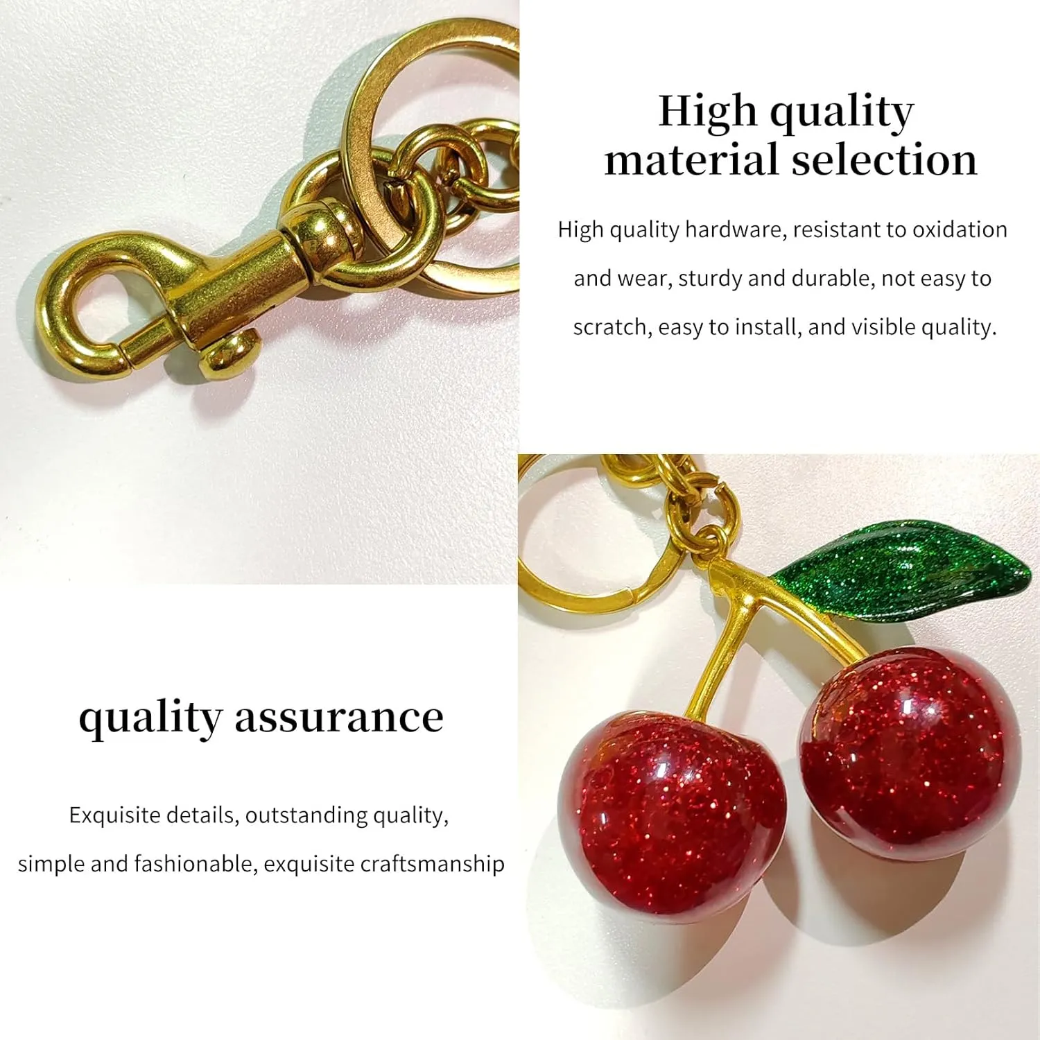Cherry Car Keychain for Women, Cute Keychain Comes with Shiny Resin Metal Keychain Accessories for Backpacks,Wallets