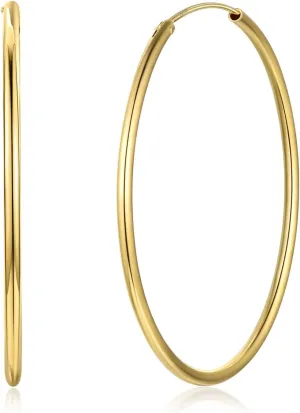 ChicSilver Hypoallergenic 925 Sterling Silver Hoop Earrings for Women, Lightweight Large Gold Hoop Earrings, Endless Hoops Huggie Earrings 15/20/30/50/70MM