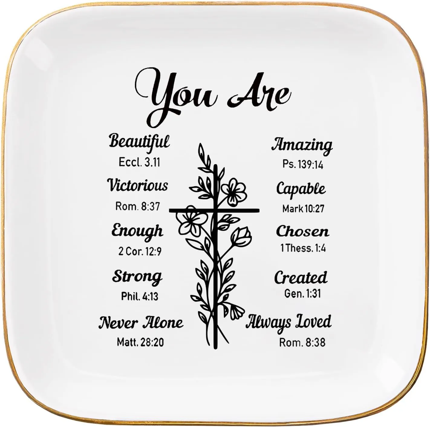 Christian Gifts: Ring Dish Jewelry Plate, Inspirational Bible Verse Faith Gifts for Christian Women & Teen Girls' Birthday & Christmas