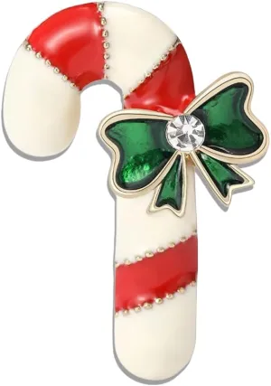 Christmas Brooch Shiny Gifts Sleigh Christmas Tree Candy Cane Christmas Boot Red Gloves with Rhinestone and Crystal Decoration Vintage Fashion Jewelry Christmas Gift