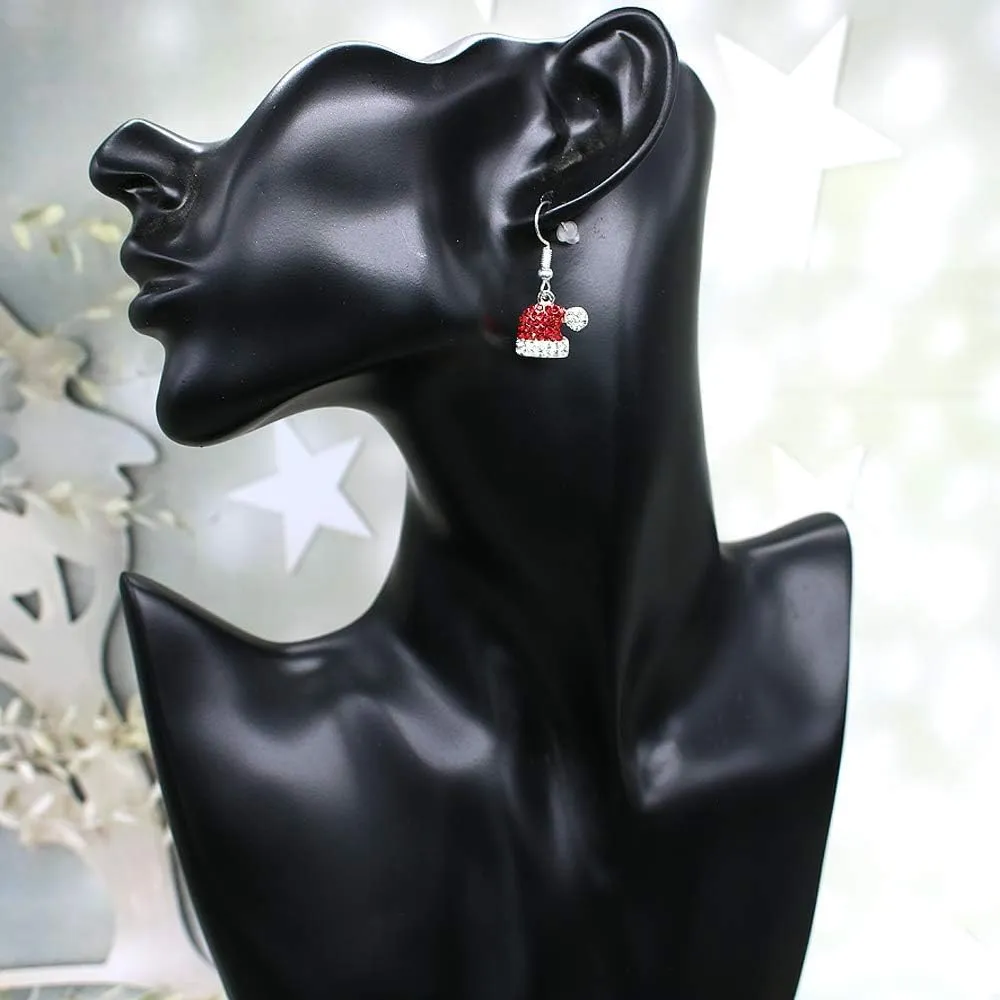 Christmas Dangle Stud Earrings Holiday Party Drop Earrings Enamel Crystal Santa Claus Bell Hat Earring Cute Christmas Costume Jewelry Women