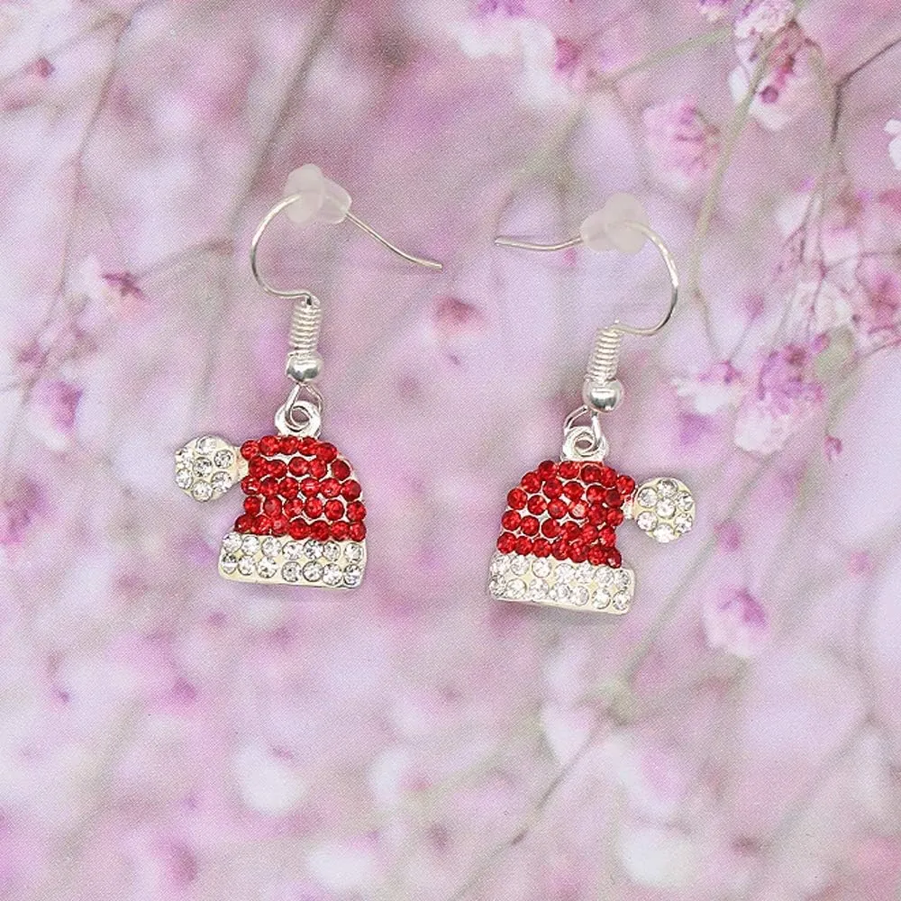 Christmas Dangle Stud Earrings Holiday Party Drop Earrings Enamel Crystal Santa Claus Bell Hat Earring Cute Christmas Costume Jewelry Women
