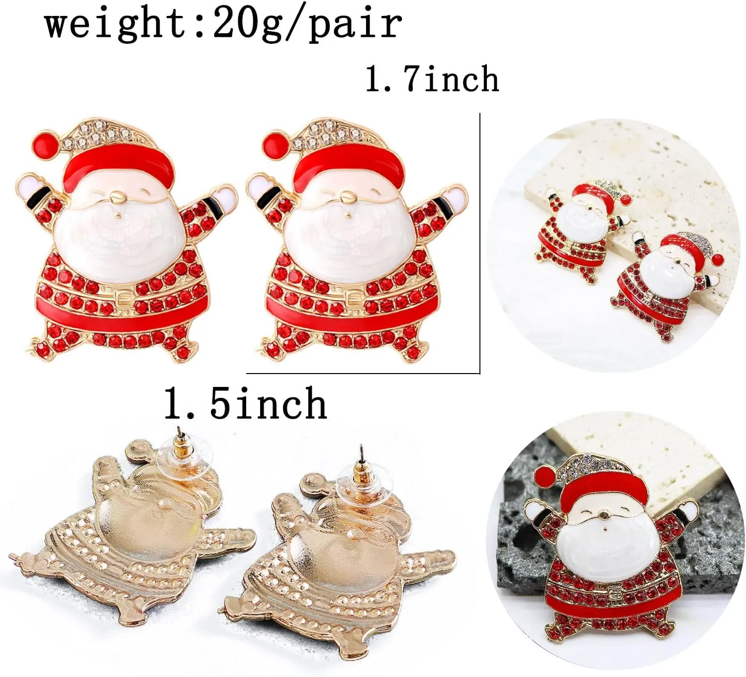 Christmas Dangle Stud Earrings Holiday Party Drop Earrings Enamel Crystal Santa Claus Bell Hat Earring Cute Christmas Costume Jewelry Women