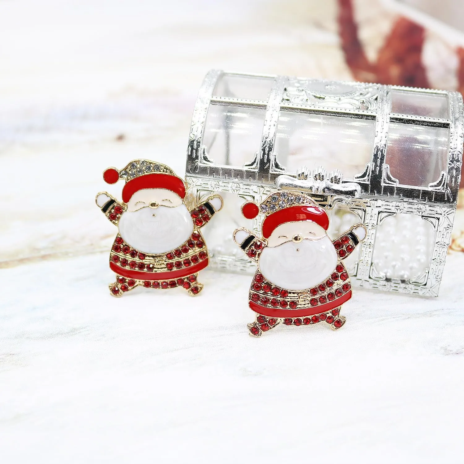 Christmas Dangle Stud Earrings Holiday Party Drop Earrings Enamel Crystal Santa Claus Bell Hat Earring Cute Christmas Costume Jewelry Women