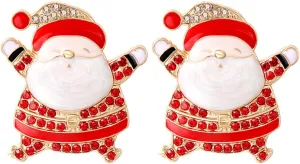 Christmas Dangle Stud Earrings Holiday Party Drop Earrings Enamel Crystal Santa Claus Bell Hat Earring Cute Christmas Costume Jewelry Women
