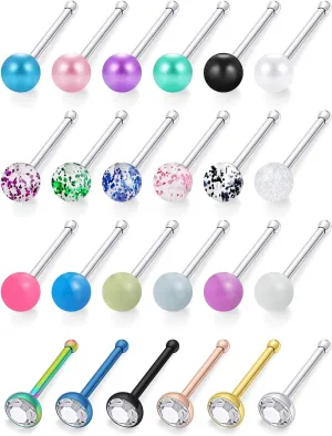 Cisyozi 18G Glow in the Dark/Pearl Nose Rings Studs 3mm Balls Surgical Steel Big Stud Nose Rings Piercing Jewelry for Women Men