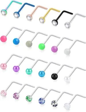 Cisyozi 18G Glow in the Dark/Pearl Nose Rings Studs 3mm Balls Surgical Steel Big Stud Nose Rings Piercing Jewelry for Women Men