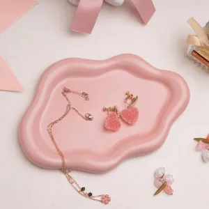 Cloud Trinket Dish, Chubby Jewelry Tray, Ceramic Jewelry Ring Trinket Dish for Rings Earrings Necklace Organizer, Mother's Day Thanksgiving Christmas Birthday Bridesmaid Gifts (Pink)