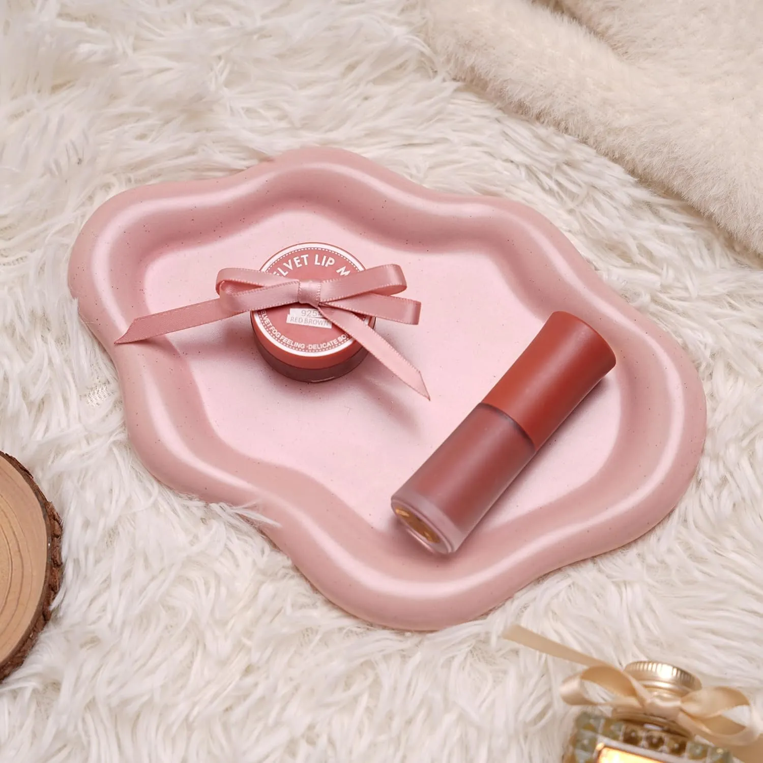 Cloud Trinket Dish, Chubby Jewelry Tray, Ceramic Jewelry Ring Trinket Dish for Rings Earrings Necklace Organizer, Mother's Day Thanksgiving Christmas Birthday Bridesmaid Gifts (Pink)