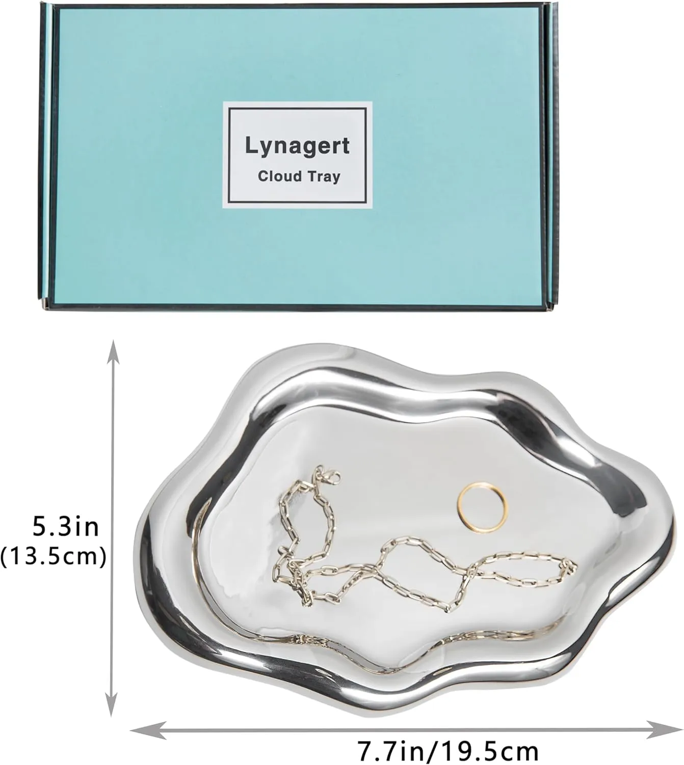 Cloud Trinket Dish, Chubby Jewelry Tray, Ceramic Jewelry Ring Trinket Dish for Rings Earrings Necklace Organizer, Mother's Day Thanksgiving Christmas Birthday Bridesmaid Gifts (Silver)