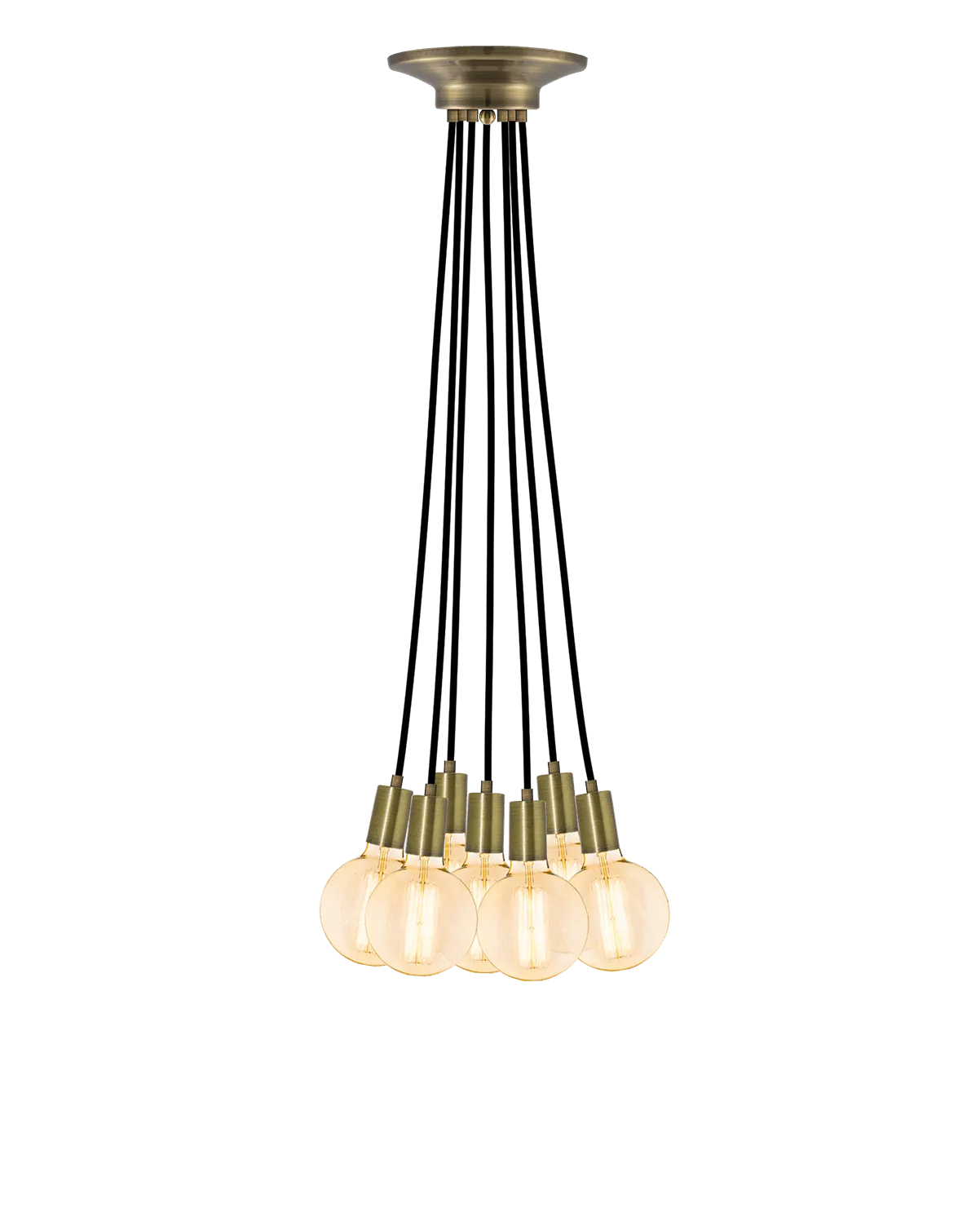 Cluster Chandelier - Even: Black and Antique Brass