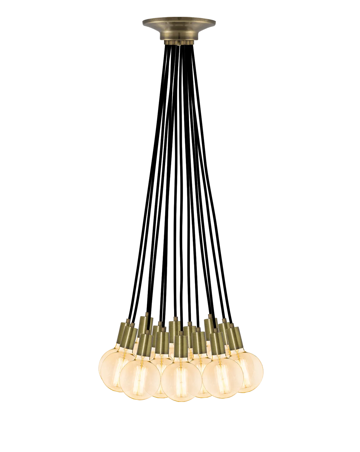 Cluster Chandelier - Even: Black and Antique Brass