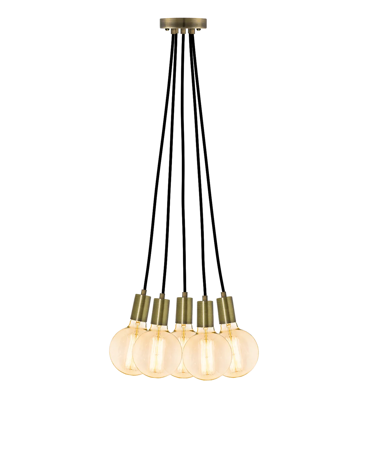Cluster Chandelier - Even: Black and Antique Brass