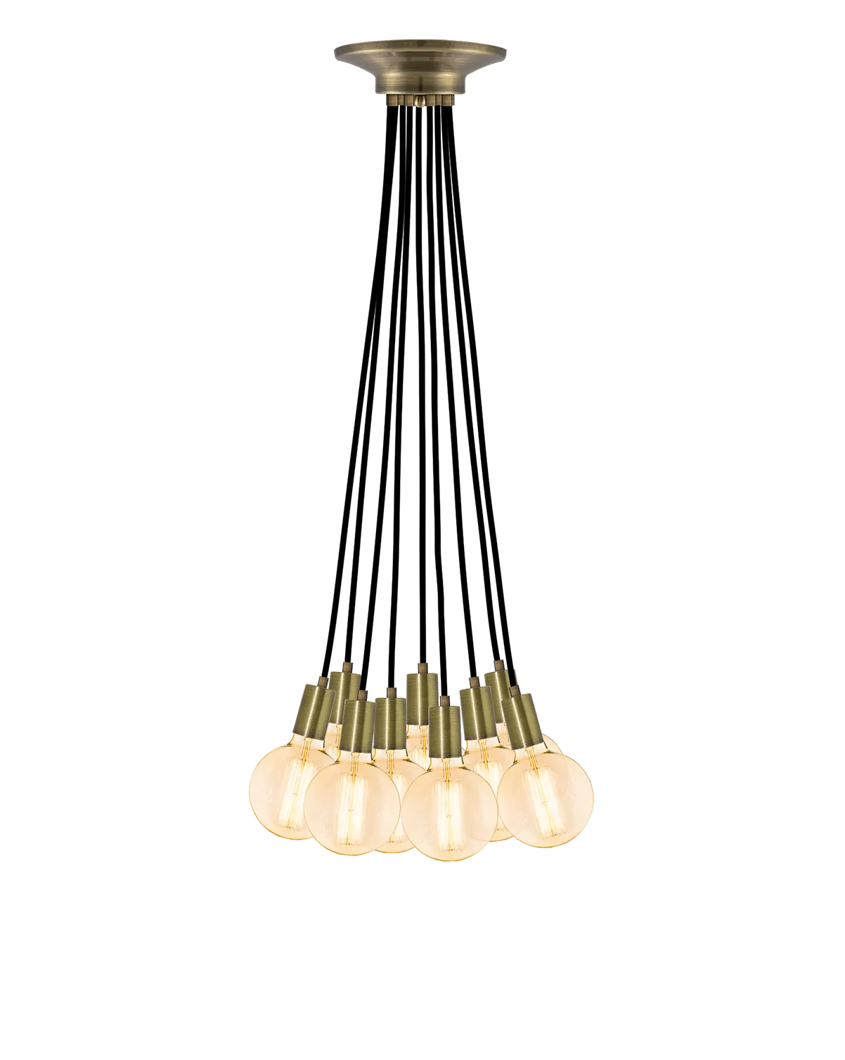 Cluster Chandelier - Even: Black and Antique Brass