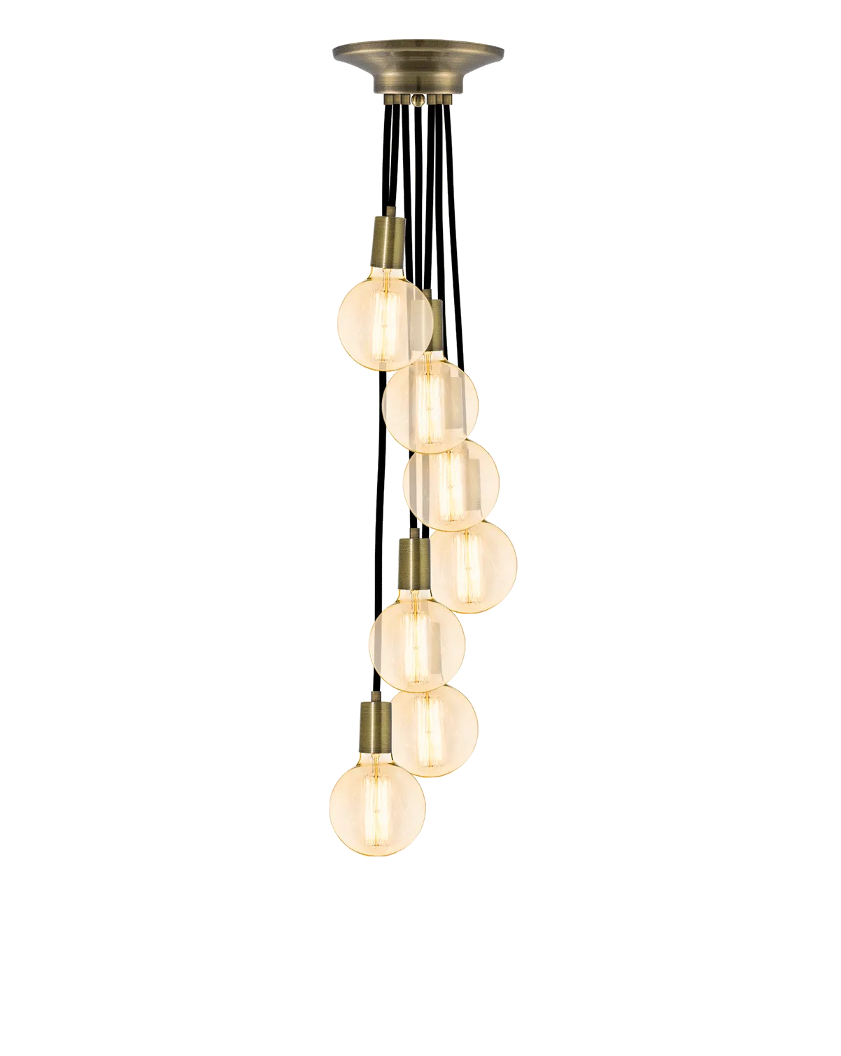 Cluster Chandelier - Staggered: Black and Antique Brass