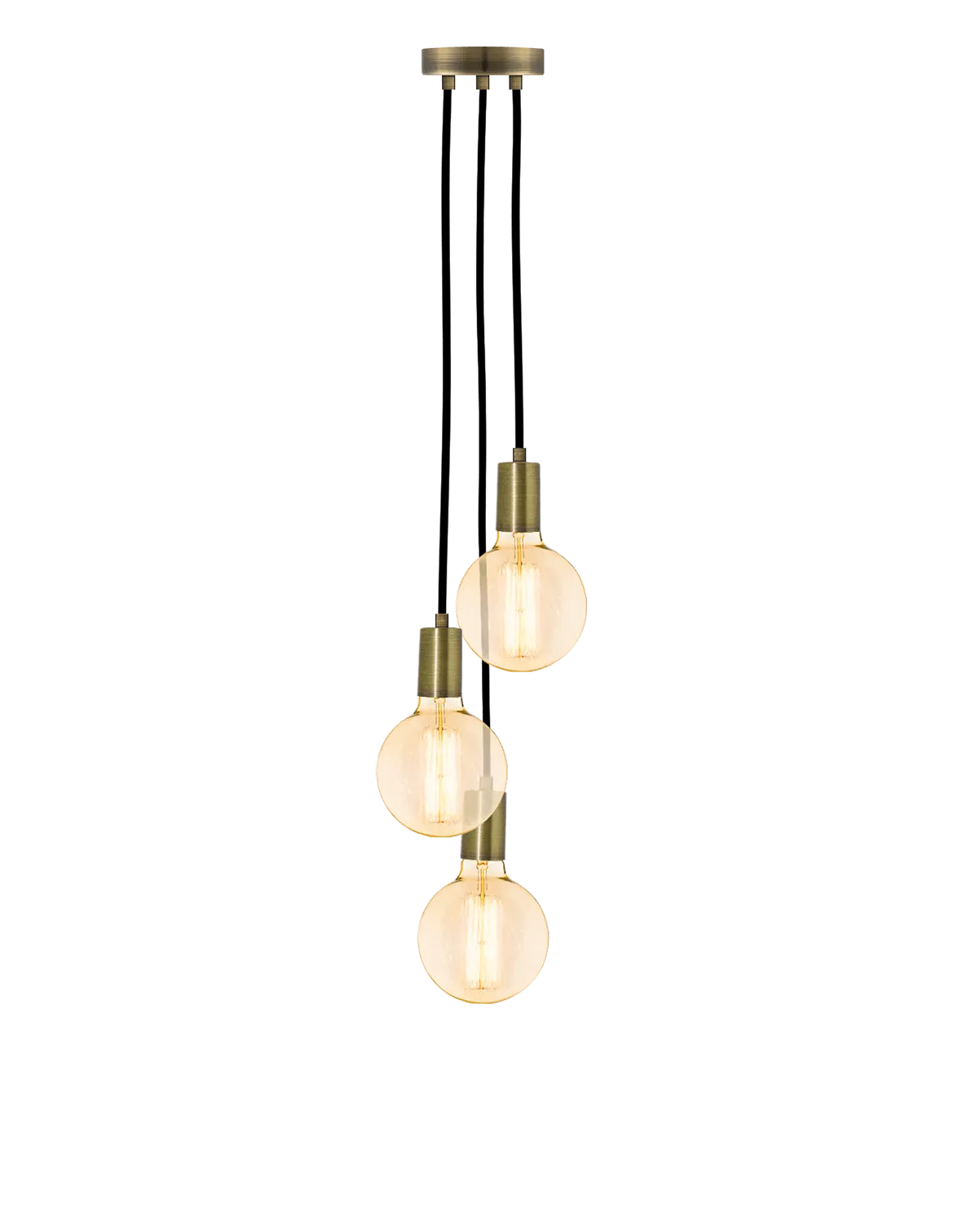 Cluster Chandelier - Staggered: Black and Antique Brass