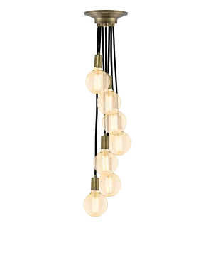 Cluster Chandelier - Staggered: Black and Antique Brass