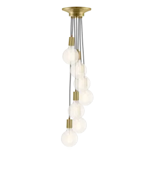 Cluster Chandelier - Staggered: Grey and Brass