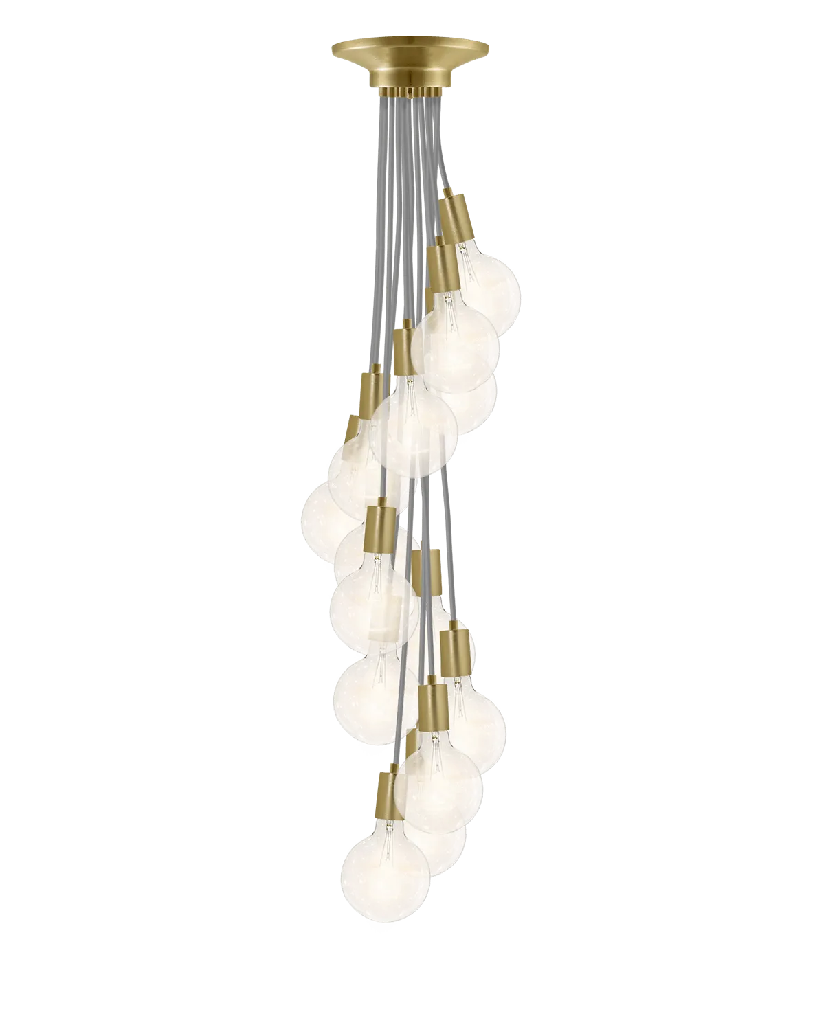 Cluster Chandelier - Staggered: Grey and Brass