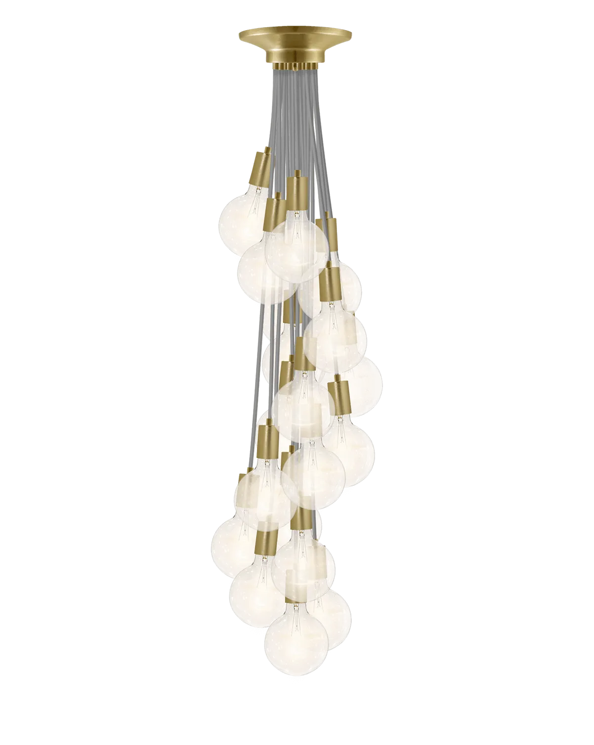 Cluster Chandelier - Staggered: Grey and Brass