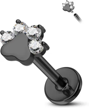 COCHARM G23 Titanium Cartilage Earring Stud for Helix 16g Flat Back Dog Paw Cartilage Piercing Jewelry Front Top Screw Helix Tragus Earrings