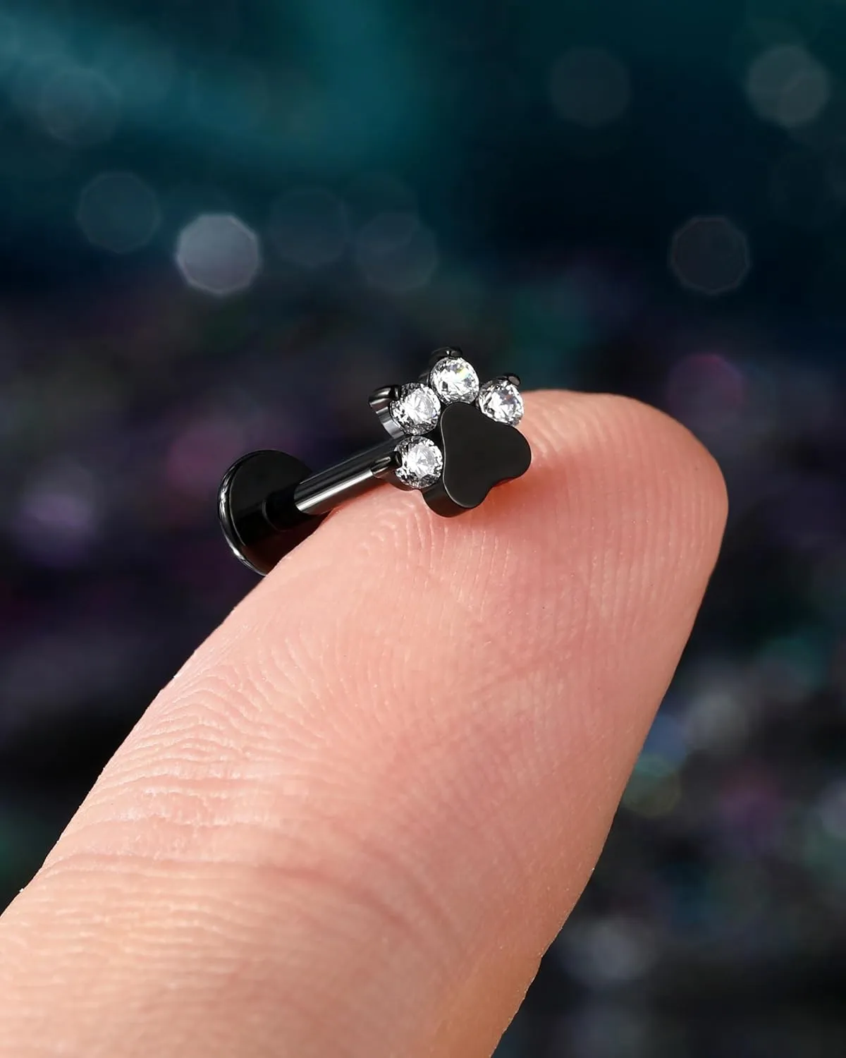 COCHARM G23 Titanium Cartilage Earring Stud for Helix 16g Flat Back Dog Paw Cartilage Piercing Jewelry Front Top Screw Helix Tragus Earrings