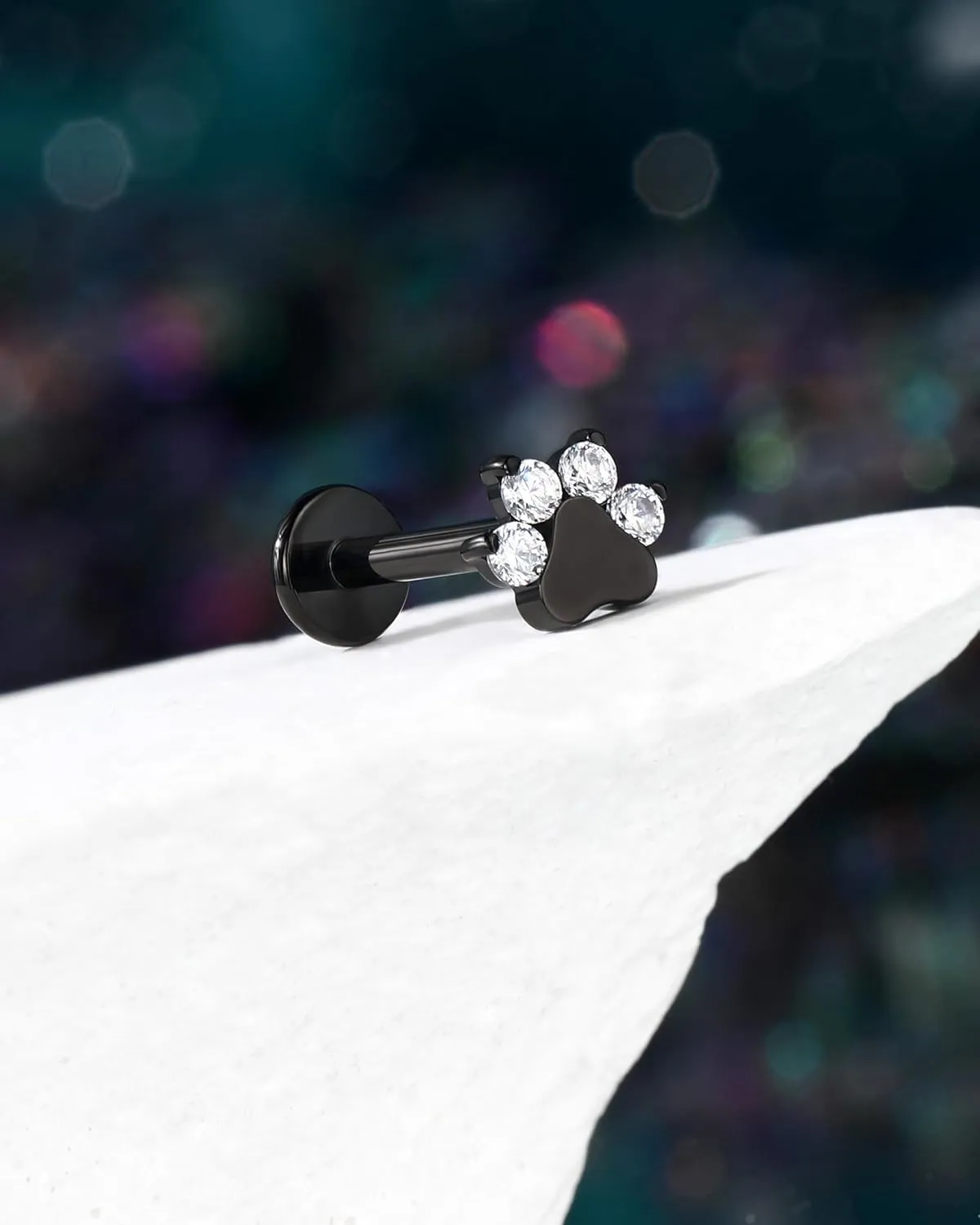 COCHARM G23 Titanium Cartilage Earring Stud for Helix 16g Flat Back Dog Paw Cartilage Piercing Jewelry Front Top Screw Helix Tragus Earrings