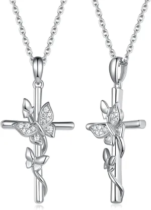 Color-D VVS1 Clarity Moissanite Butterfly Pendant Necklace for Women, Really Authentic Solid 925 Sterling Silver, 16"/18"/20" Adjustable Chain, Anniversary Mother's Day Christmas Valentines Gift