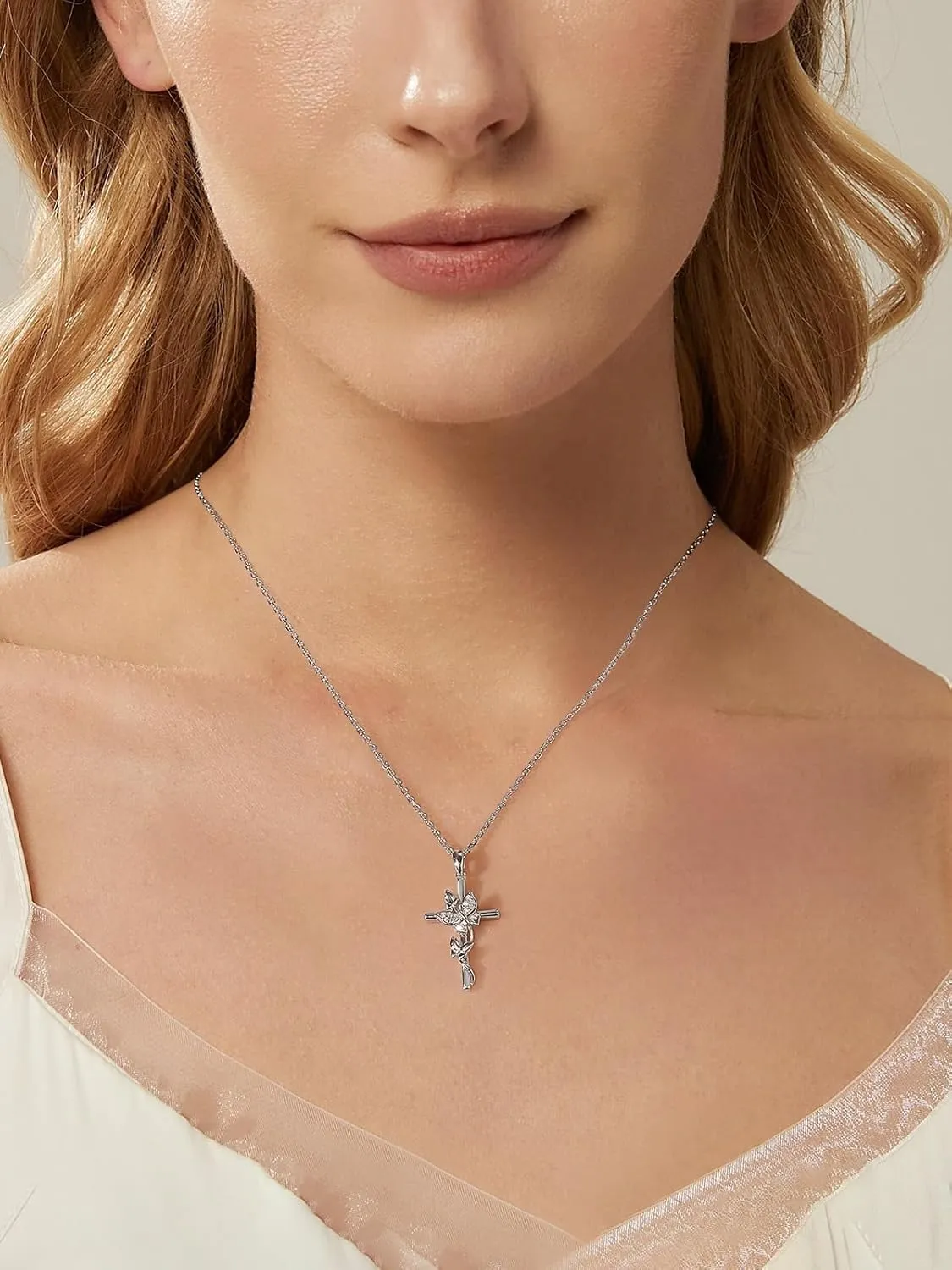 Color-D VVS1 Clarity Moissanite Butterfly Pendant Necklace for Women, Really Authentic Solid 925 Sterling Silver, 16"/18"/20" Adjustable Chain, Anniversary Mother's Day Christmas Valentines Gift