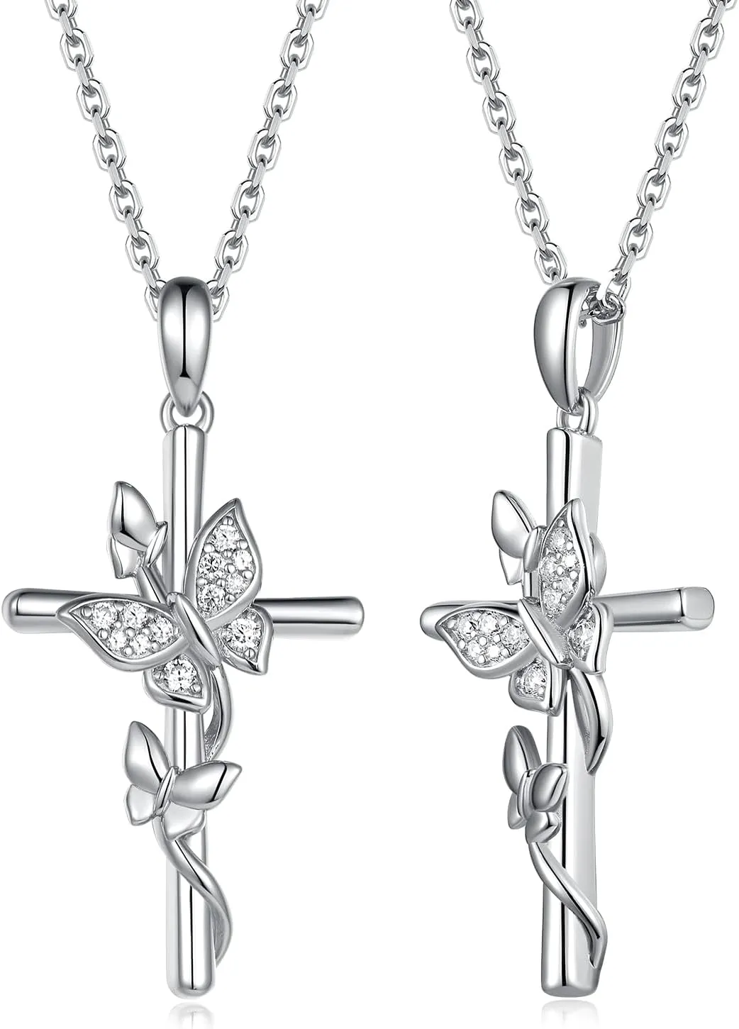 Color-D VVS1 Clarity Moissanite Butterfly Pendant Necklace for Women, Really Authentic Solid 925 Sterling Silver, 16"/18"/20" Adjustable Chain, Anniversary Mother's Day Christmas Valentines Gift
