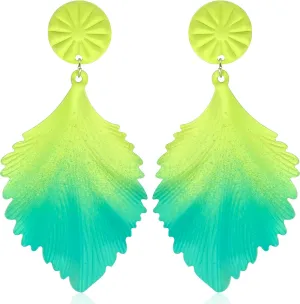 Colored Leaf Dangle Earrings Vintage Bohemian Drop Earrings For Women