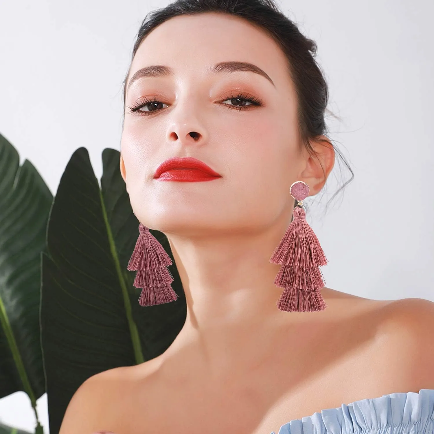 Colorful Tassel Earrings 3 Tier Layered Bohemian, Eardrop Big Dangle Drop Fashion Jewelry Earrings for Women Teen Girls Valentine Birthday Party Gift