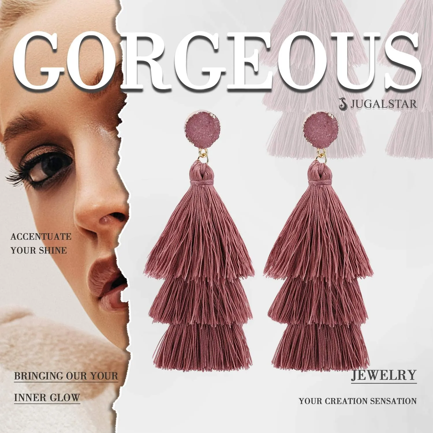 Colorful Tassel Earrings 3 Tier Layered Bohemian, Eardrop Big Dangle Drop Fashion Jewelry Earrings for Women Teen Girls Valentine Birthday Party Gift