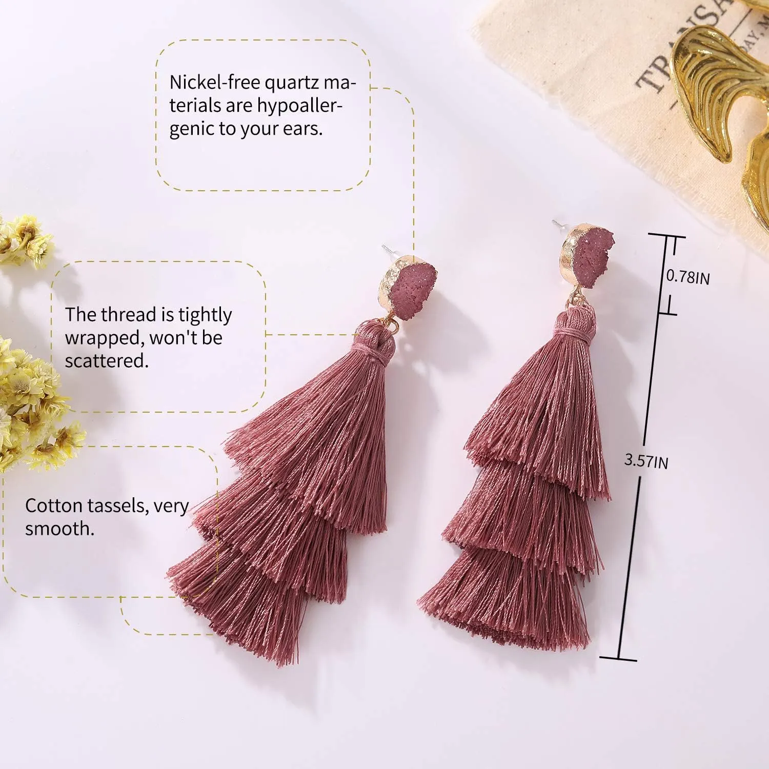 Colorful Tassel Earrings 3 Tier Layered Bohemian, Eardrop Big Dangle Drop Fashion Jewelry Earrings for Women Teen Girls Valentine Birthday Party Gift