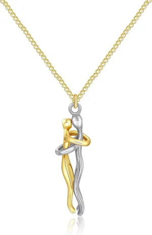 Couple Hug Necklace, Stainless Steel Love Necklace for Women Hugging Pendant Couples Jewelry for Him and Her Promise Matching Jewelry Gifts for Women Wife