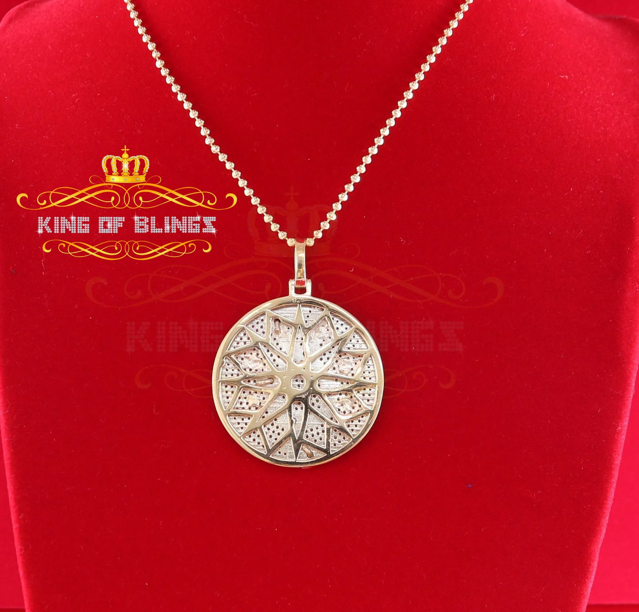 Create Your Own Custom Design in 925 Sterling Silver 1.66inch Circle Music Sign Pendant with Cubic Zirconia