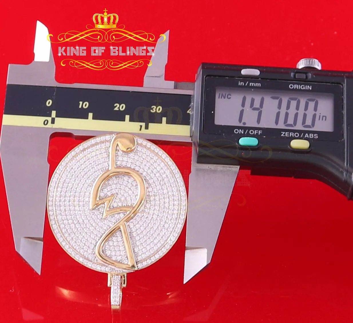 Create Your Own Custom Design in 925 Sterling Silver 1.66inch Circle Music Sign Pendant with Cubic Zirconia