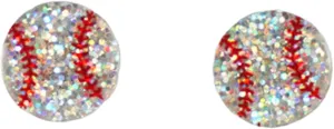 Creative Ball Sports Glitter Stud Earrings Shiny Acrylic Basketball Volleyball Baseball American Football Ball Game Stud Earrings for Women