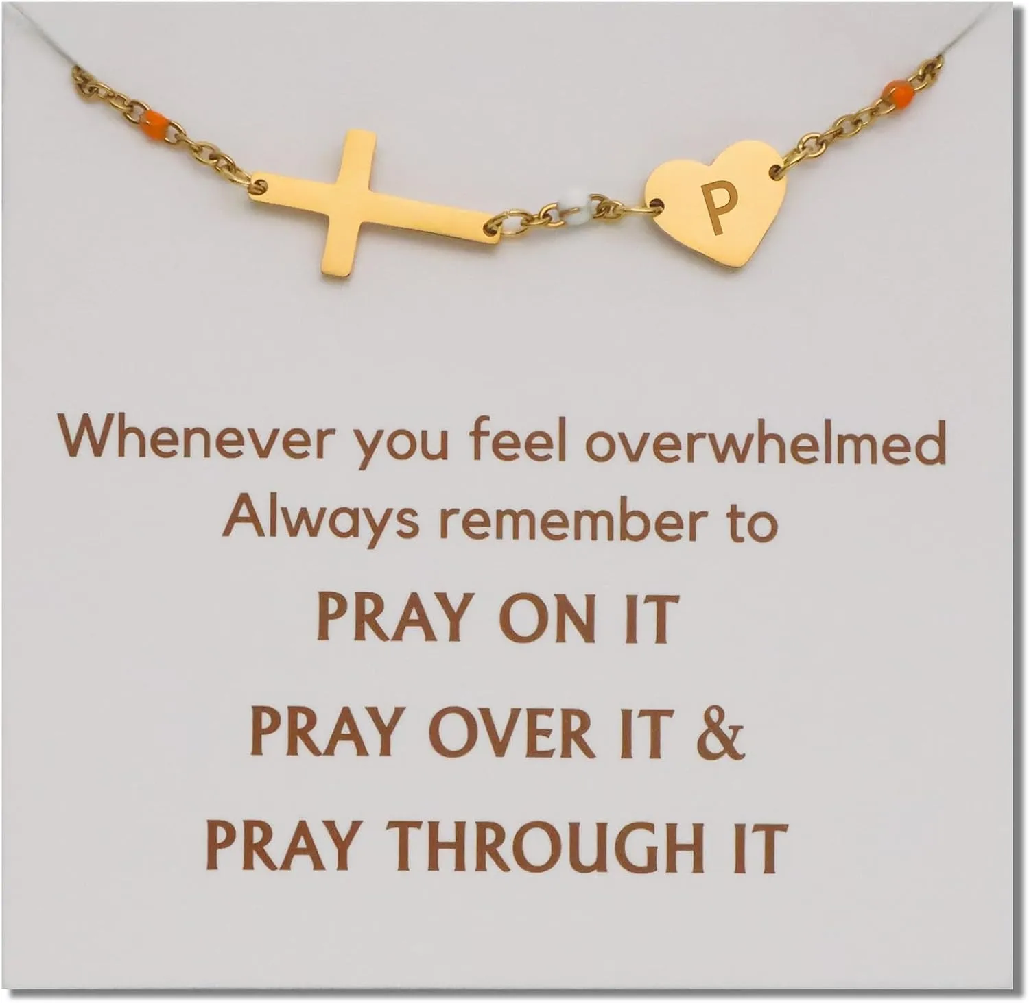 Cross Bracelet for Women, prayer bracelet for women, Christian Jewelry, Heart Initial Bracelet, Initial Bracelet For Women, 18K Gold Plated Initial Bracelets for Women, Christian Bracelet for Women